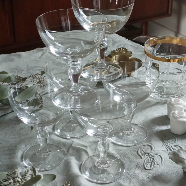 Service de 6 coupes à champagne en cristal