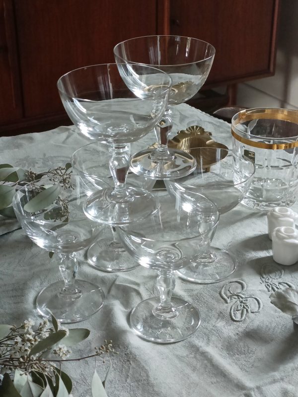 Service de 6 coupes à champagne en cristal