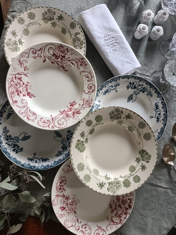 Ensemble dépareillé de 6 assiettes creuses Terre de fer multicolores