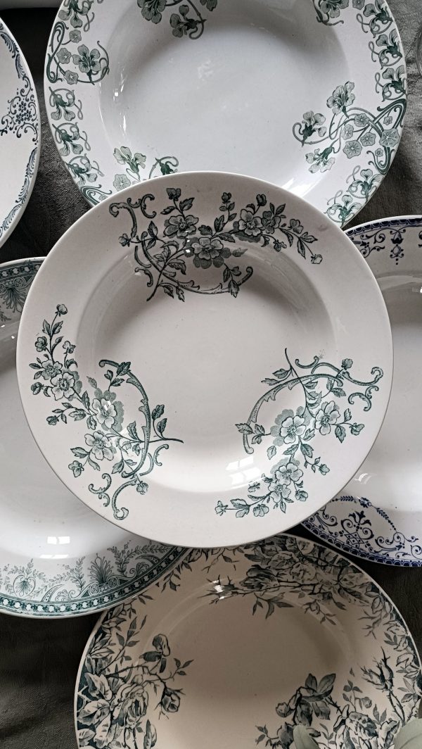 Ensemble dépareillé de 6 assiettes creuses Terre de fer bleues/vertes – Image 8