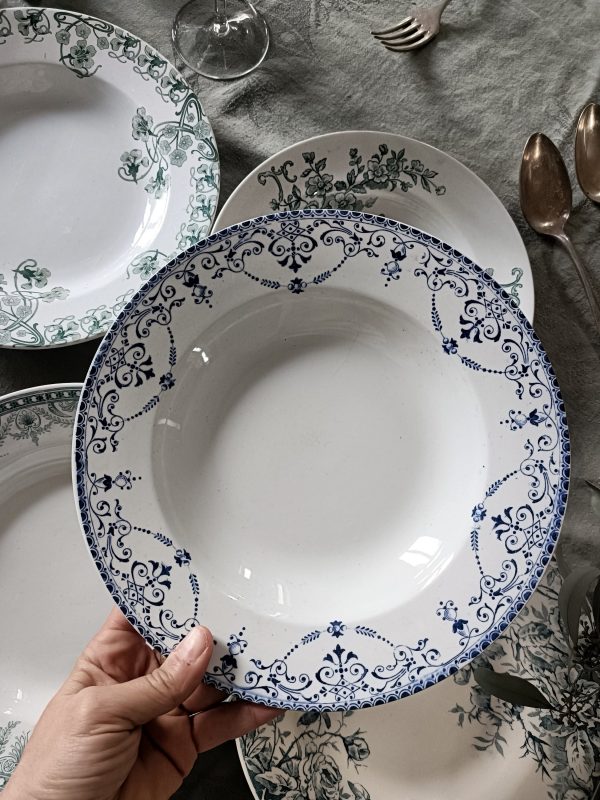 Ensemble dépareillé de 6 assiettes creuses Terre de fer bleues/vertes – Image 7