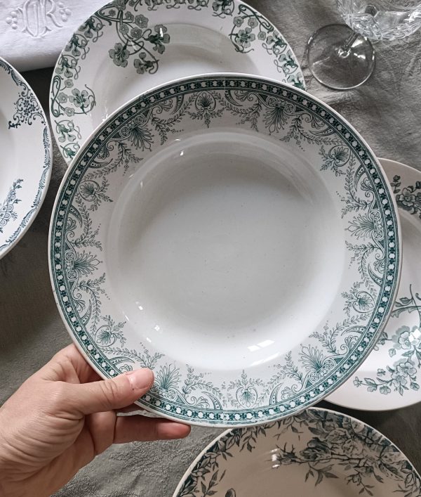 Ensemble dépareillé de 6 assiettes creuses Terre de fer bleues/vertes – Image 4