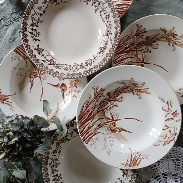 Ensemble de 6 assiettes creuses Terre de fer chocolat