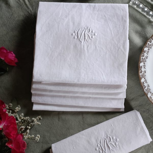 Ensemble de 6 serviettes anciennes en métis