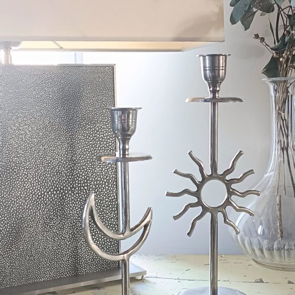 Paire de bougeoirs célestes vintage