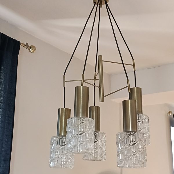 Lustre cascade 5 feux italien, années 70