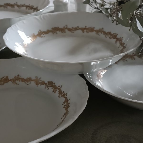 Set de 6 assiettes creuses or de prestige