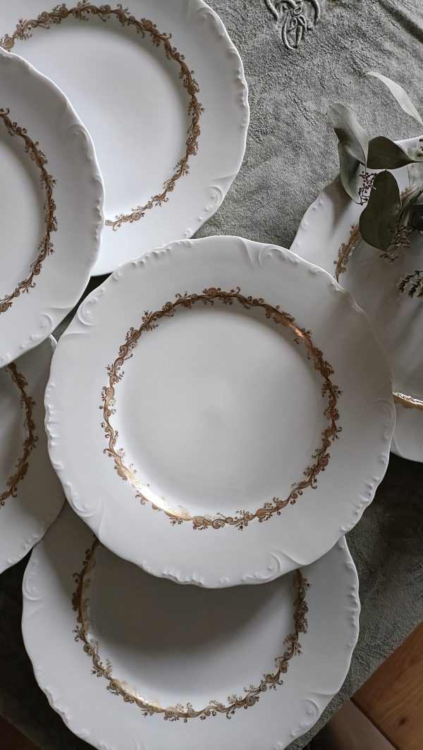 Set de 6 assiettes plates or de prestige