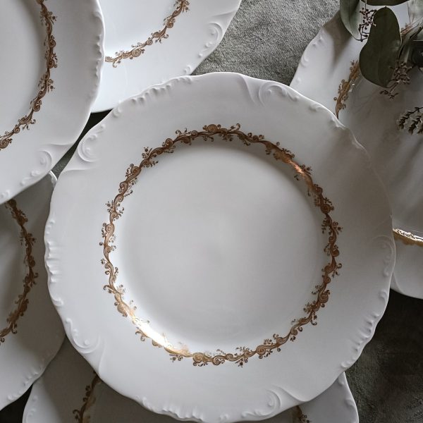 Set de 6 assiettes plates or de prestige
