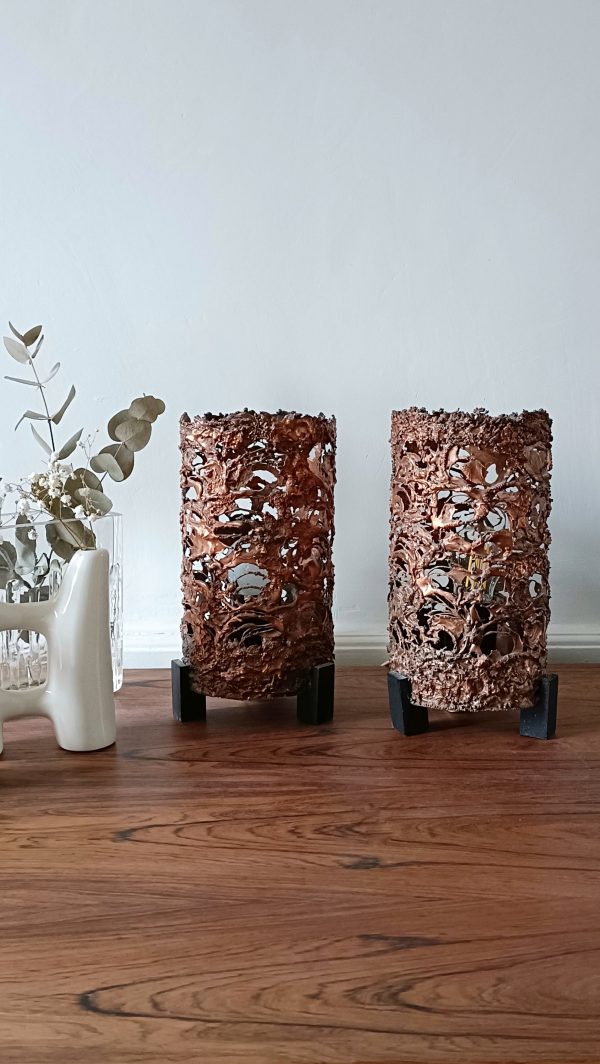 Paire de lampes brutalistes en cuivre par Aimo Tukiainen – Image 5