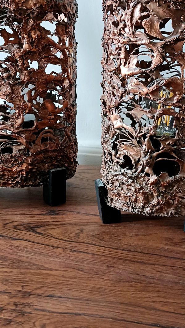 Paire de lampes brutalistes en cuivre par Aimo Tukiainen – Image 6
