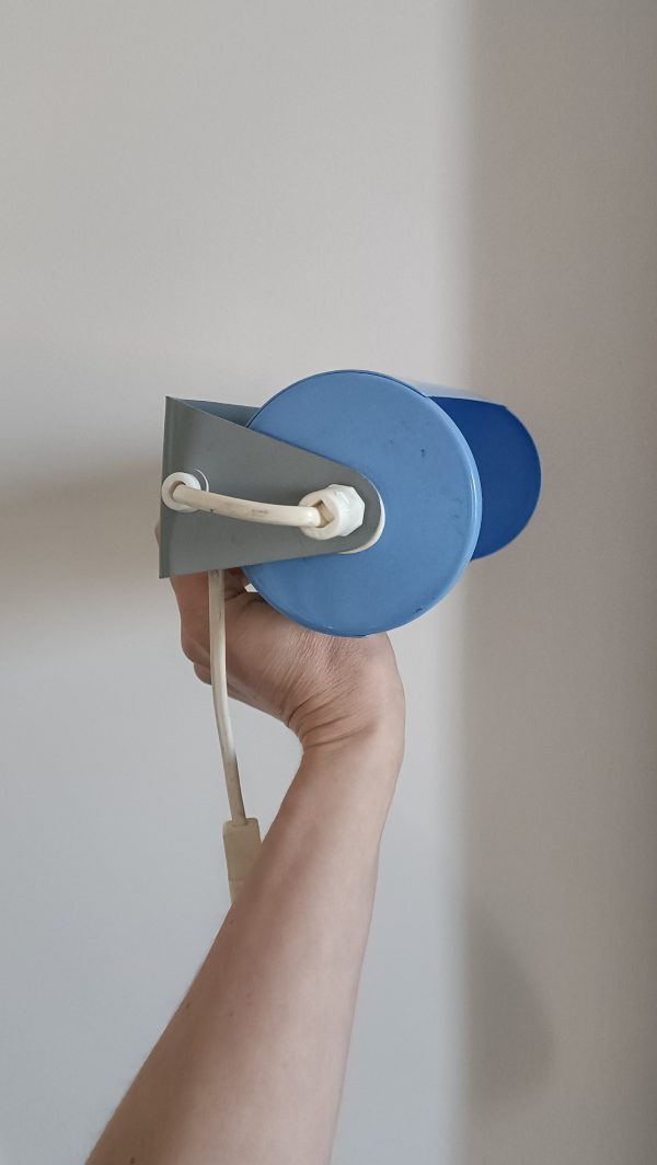 Réservée - Applique / lampe chevet rouleau vintage V413 bleu ciel – Image 5
