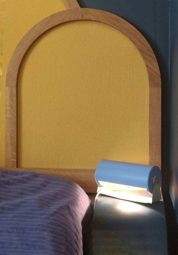 Réservée - Applique / lampe chevet rouleau vintage V413 bleu ciel – Image 2