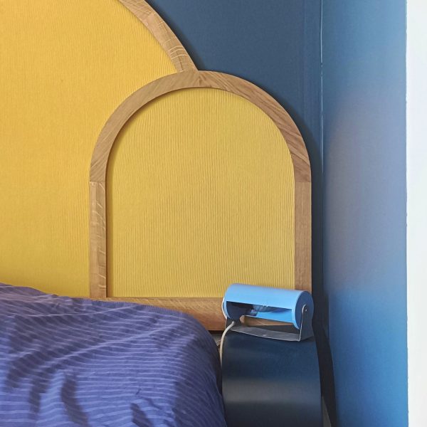 Réservée - Applique / lampe chevet rouleau vintage V413 bleu ciel