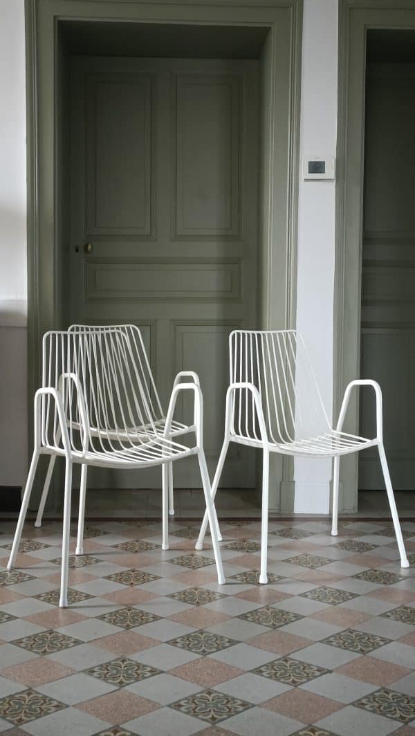 Trio de chaises filaires années 60