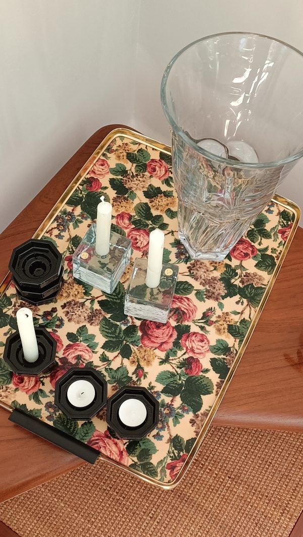 Paire de bougeoirs cubique en verre vintage – Image 5