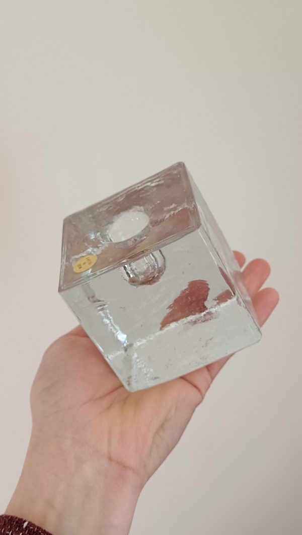 Paire de bougeoirs cubique en verre vintage – Image 7