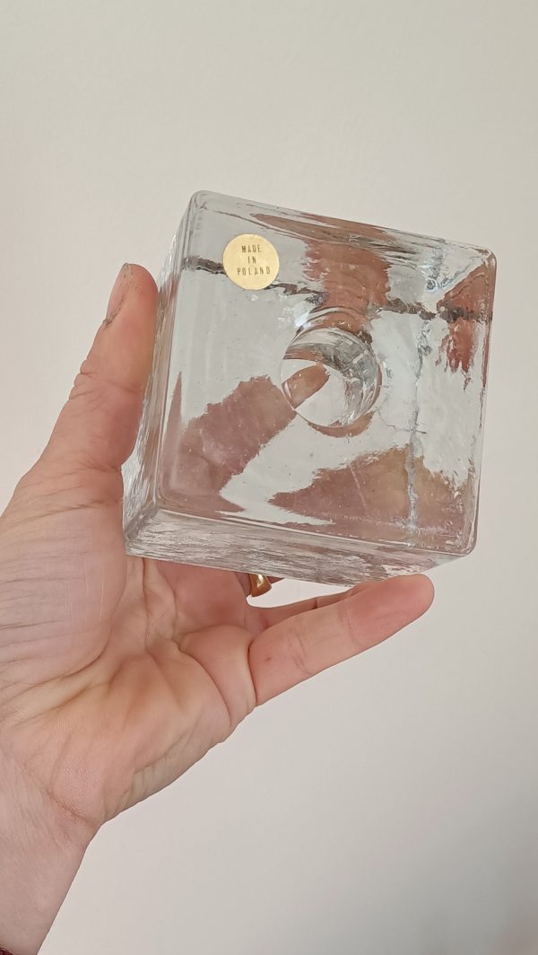 Paire de bougeoirs cubique en verre vintage – Image 3