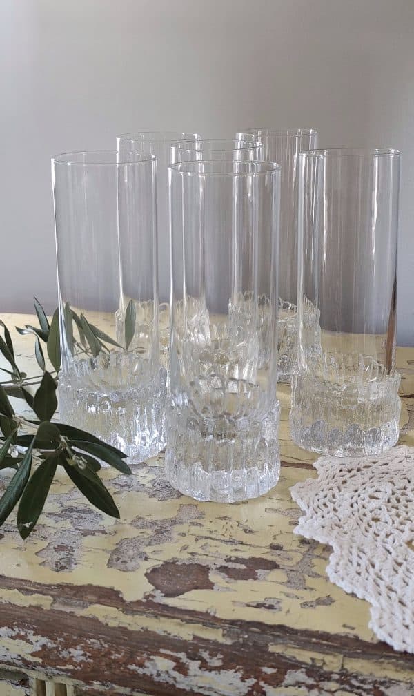 Série de 6 verres orangeade en cristal design - années 60