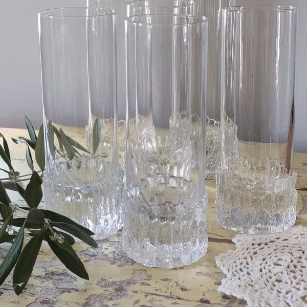 Série de 6 verres orangeade en cristal design - années 60