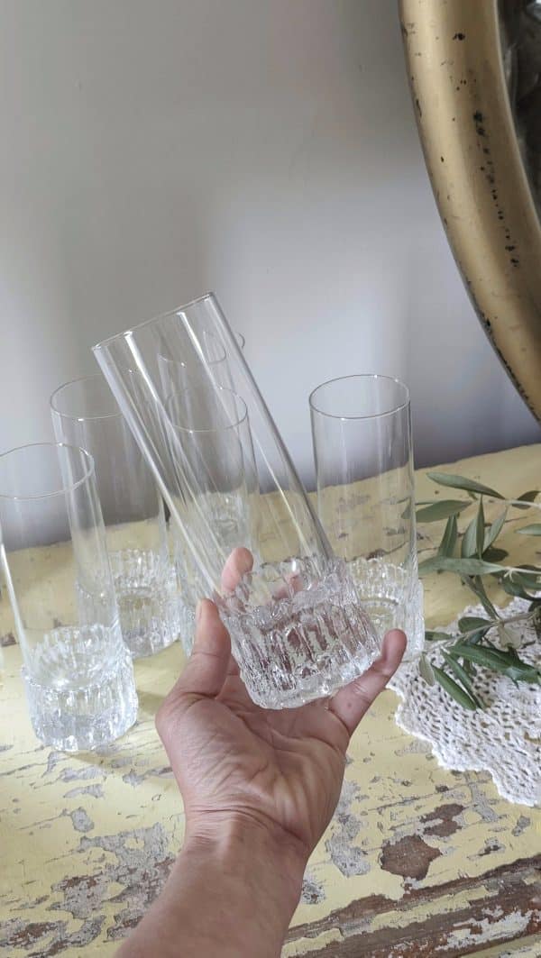 Série de 6 verres orangeade en cristal design - années 60 – Image 2