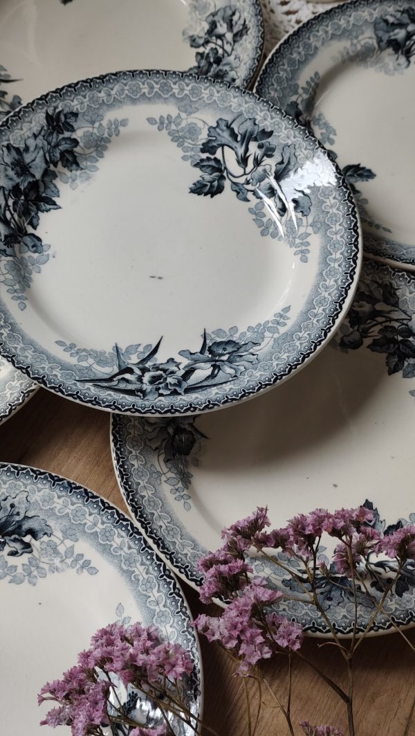 Lot de 6 assiettes plates Terre de fer bleues – Image 4