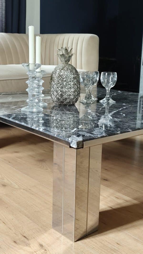 Table basse marbre noir et chrome – Image 5