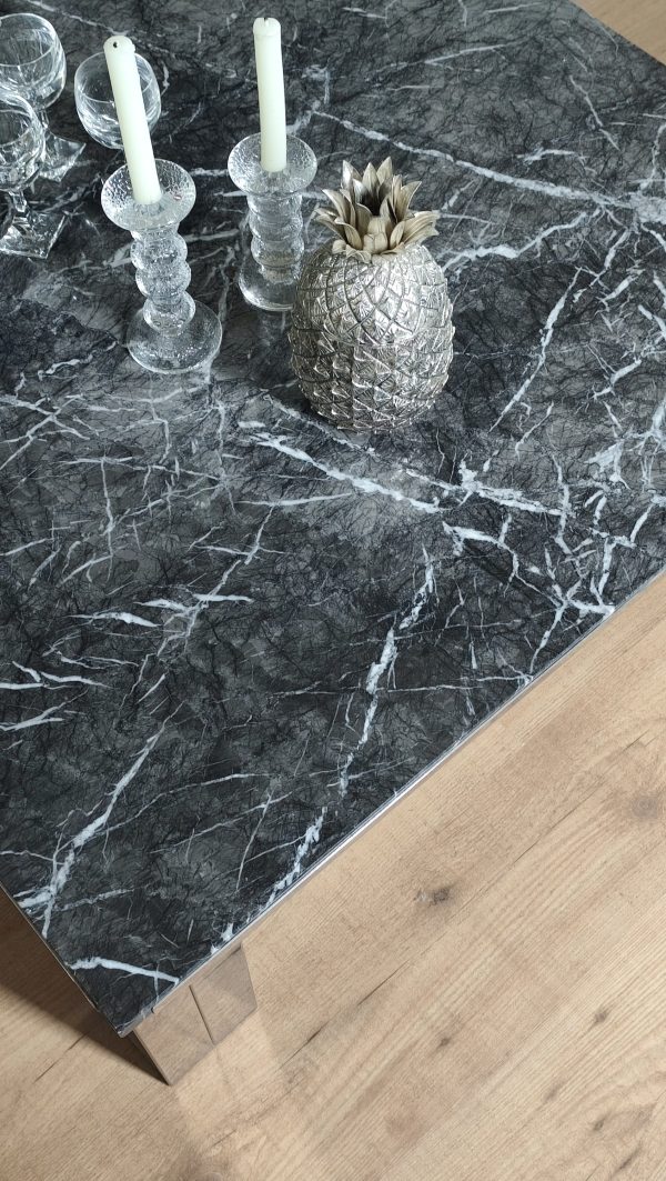 Table basse marbre noir et chrome – Image 7