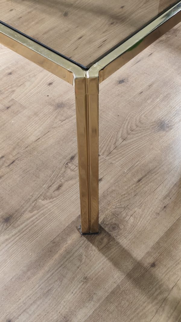 Table basse laiton plateau verre fumé – Image 5