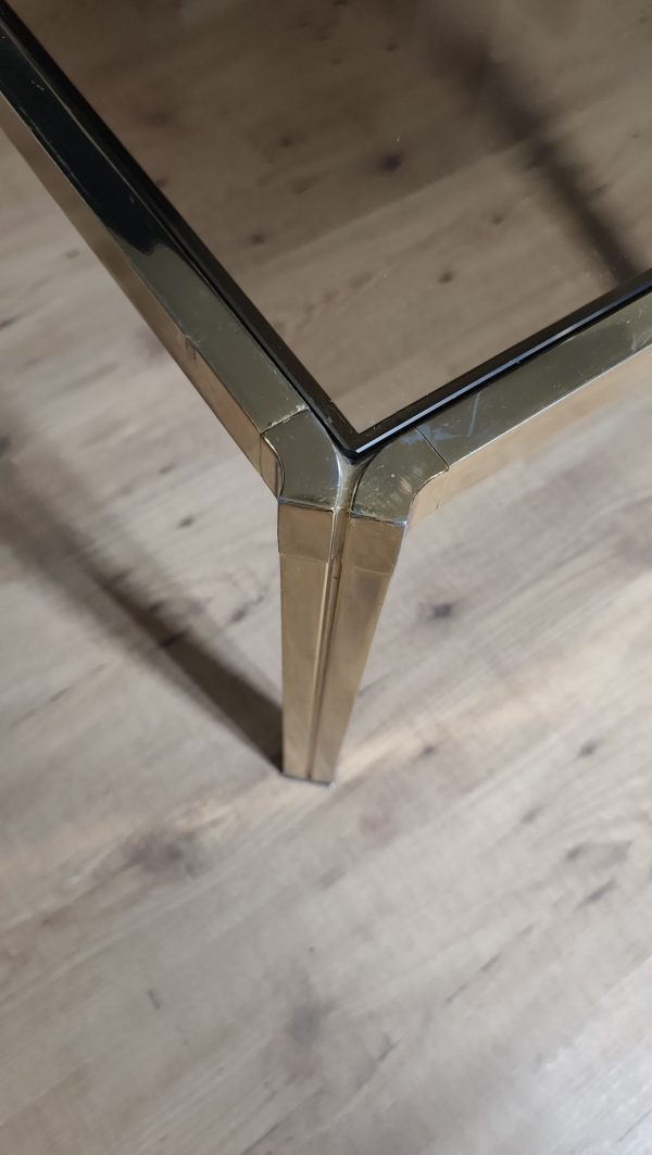 Table basse laiton plateau verre fumé – Image 4