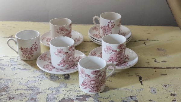 Service à café vintage – 6 tasses et 6 soucoupes – Marque Crown Devon – Image 5