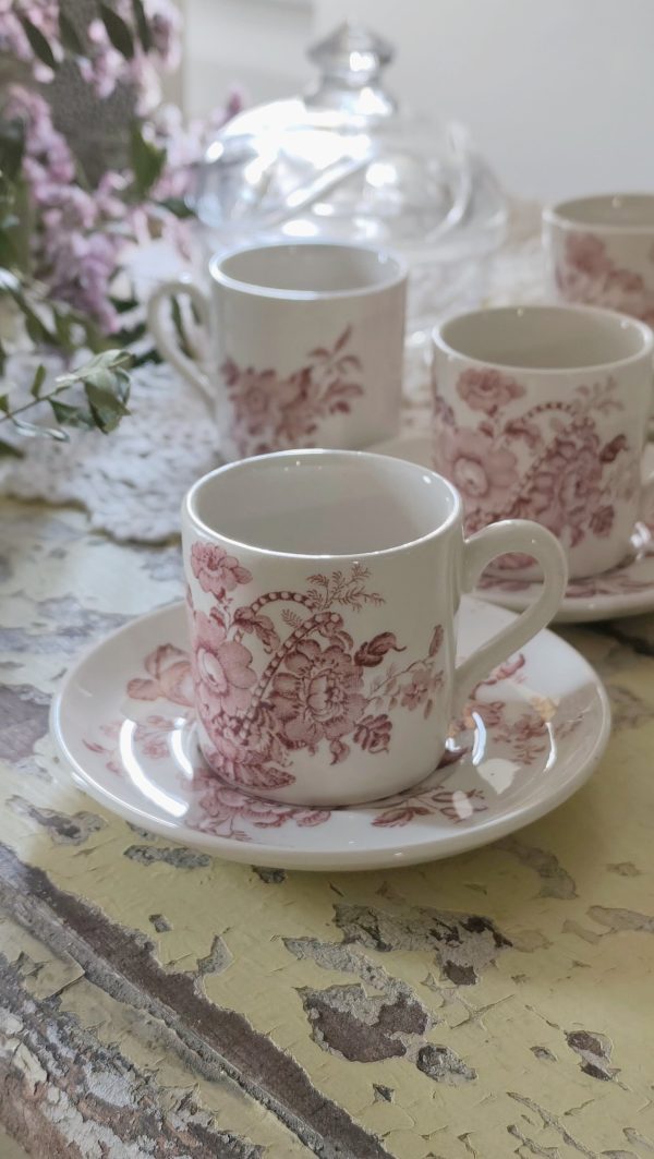 Service à café vintage – 6 tasses et 6 soucoupes – Marque Crown Devon – Image 2