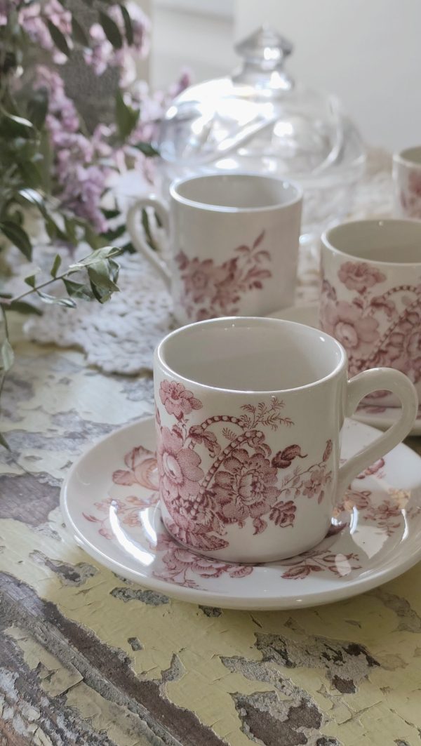 Service à café vintage – 6 tasses et 6 soucoupes – Marque Crown Devon – Image 7