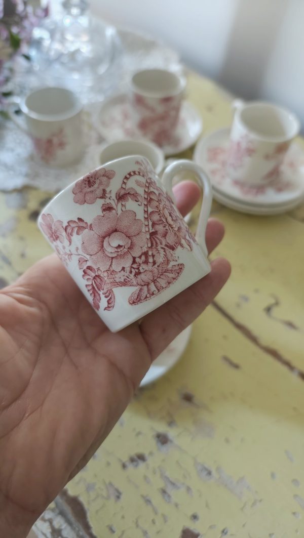 Service à café vintage – 6 tasses et 6 soucoupes – Marque Crown Devon – Image 3