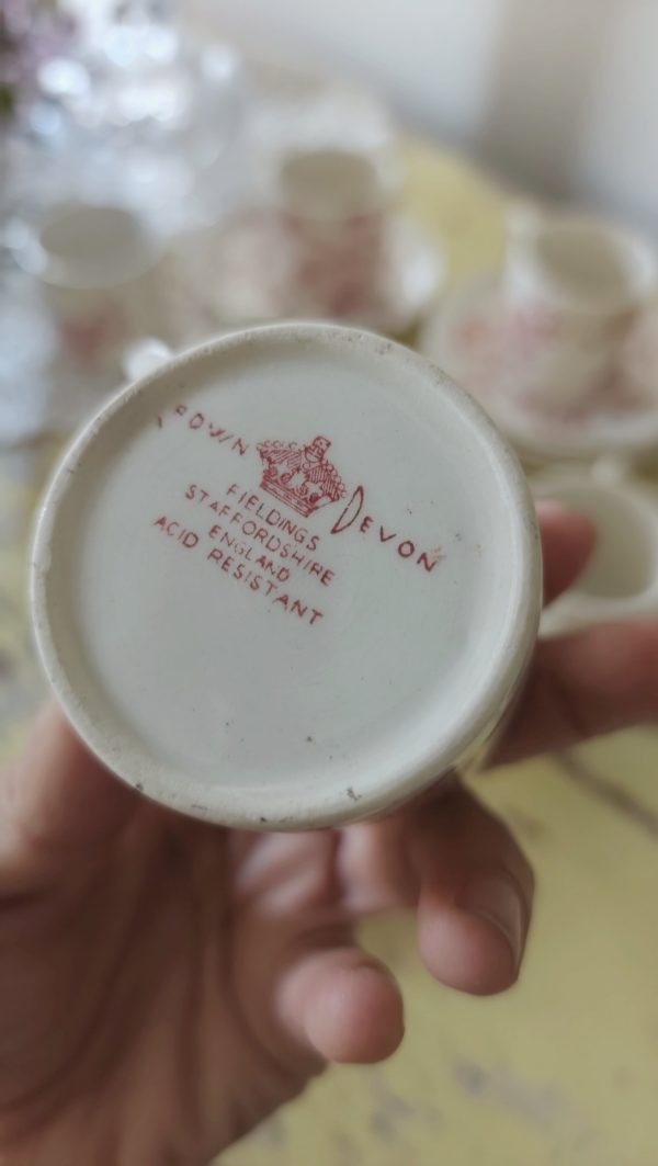 Service à café vintage – 6 tasses et 6 soucoupes – Marque Crown Devon – Image 8
