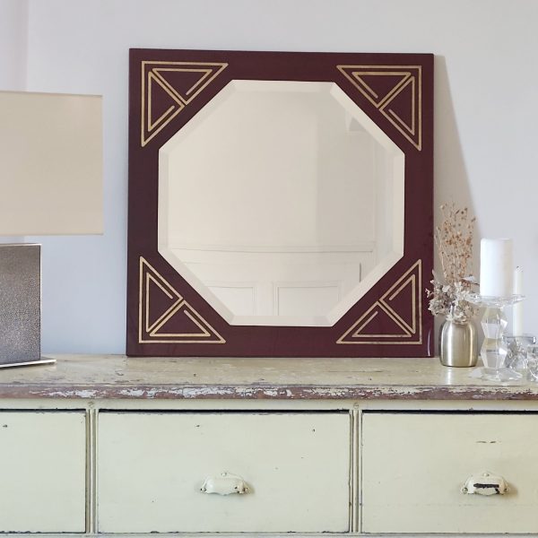 Miroir laqué et incrustation laiton vintage