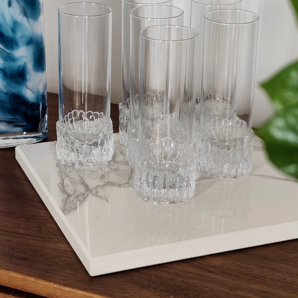 Série de 6 verres orangeade en cristal design - années 70