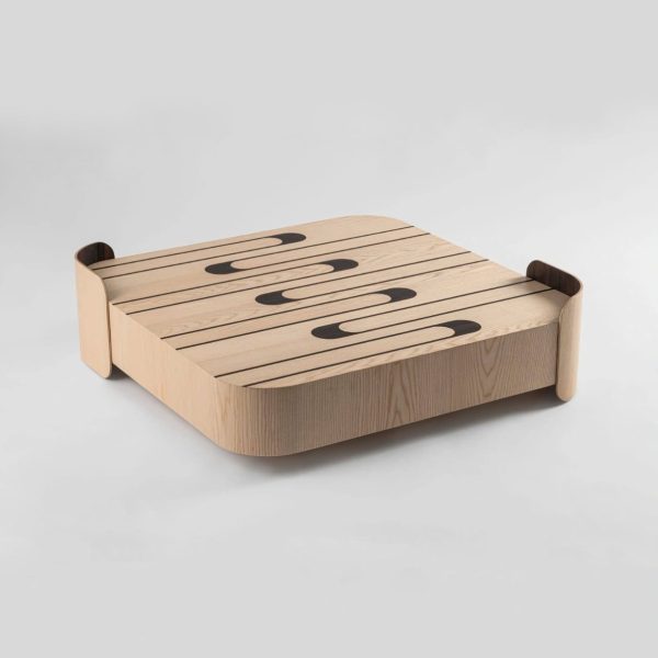 Table basse frêne et ébène vert