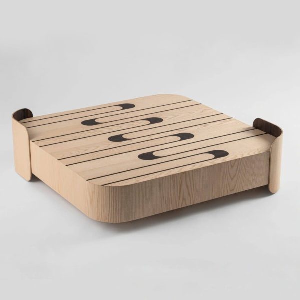 Table basse frêne et ébène vert