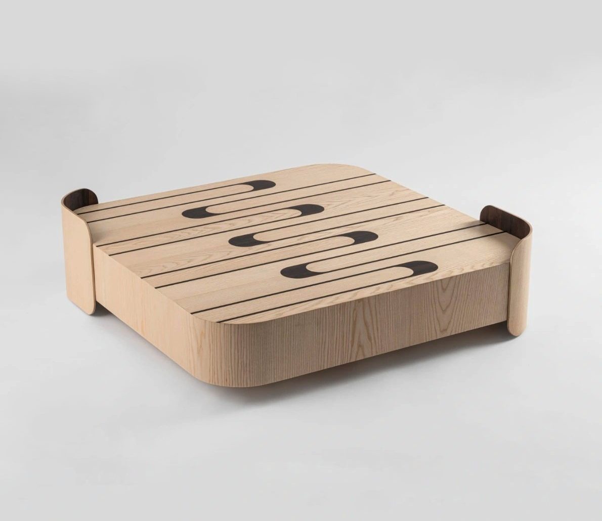 Table basse frêne et ébène vert