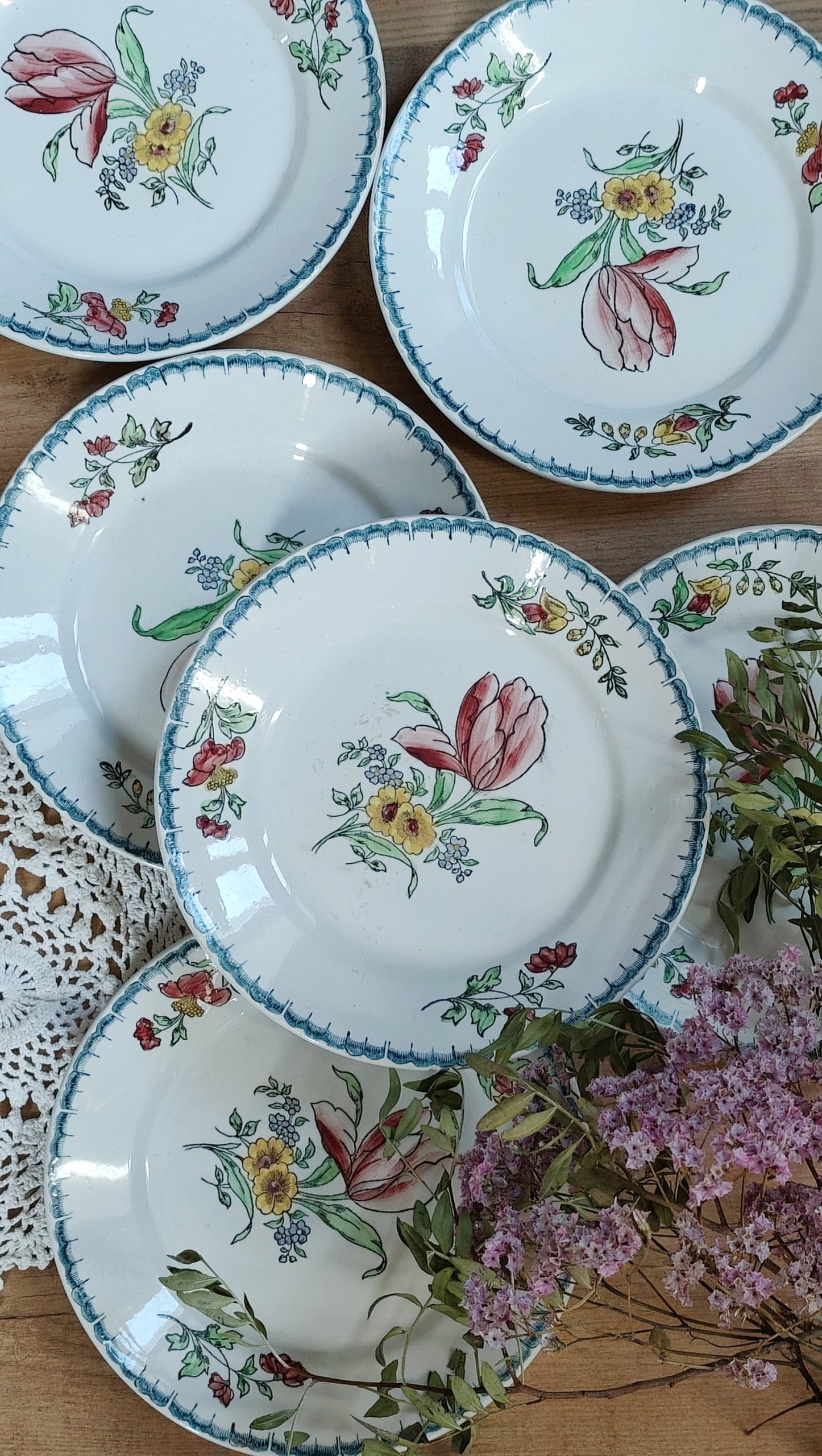 Lot de 6 assiettes à dessert Terre de fer polychromes