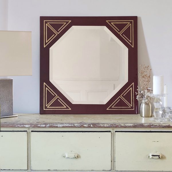 Miroir laqué et incrustation laiton vintage