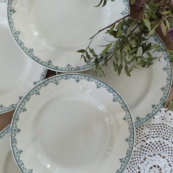 Lot de 6 assiettes plates terre de fer vertes