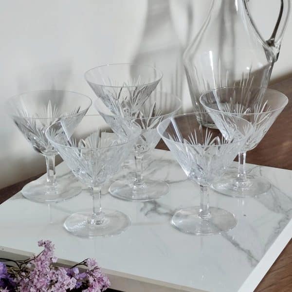 Service de coupe à champagne en cristal taillé