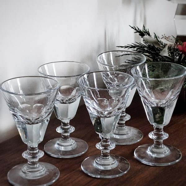 5 verres à digestif en cristal bistrot comptoir 19e siècle