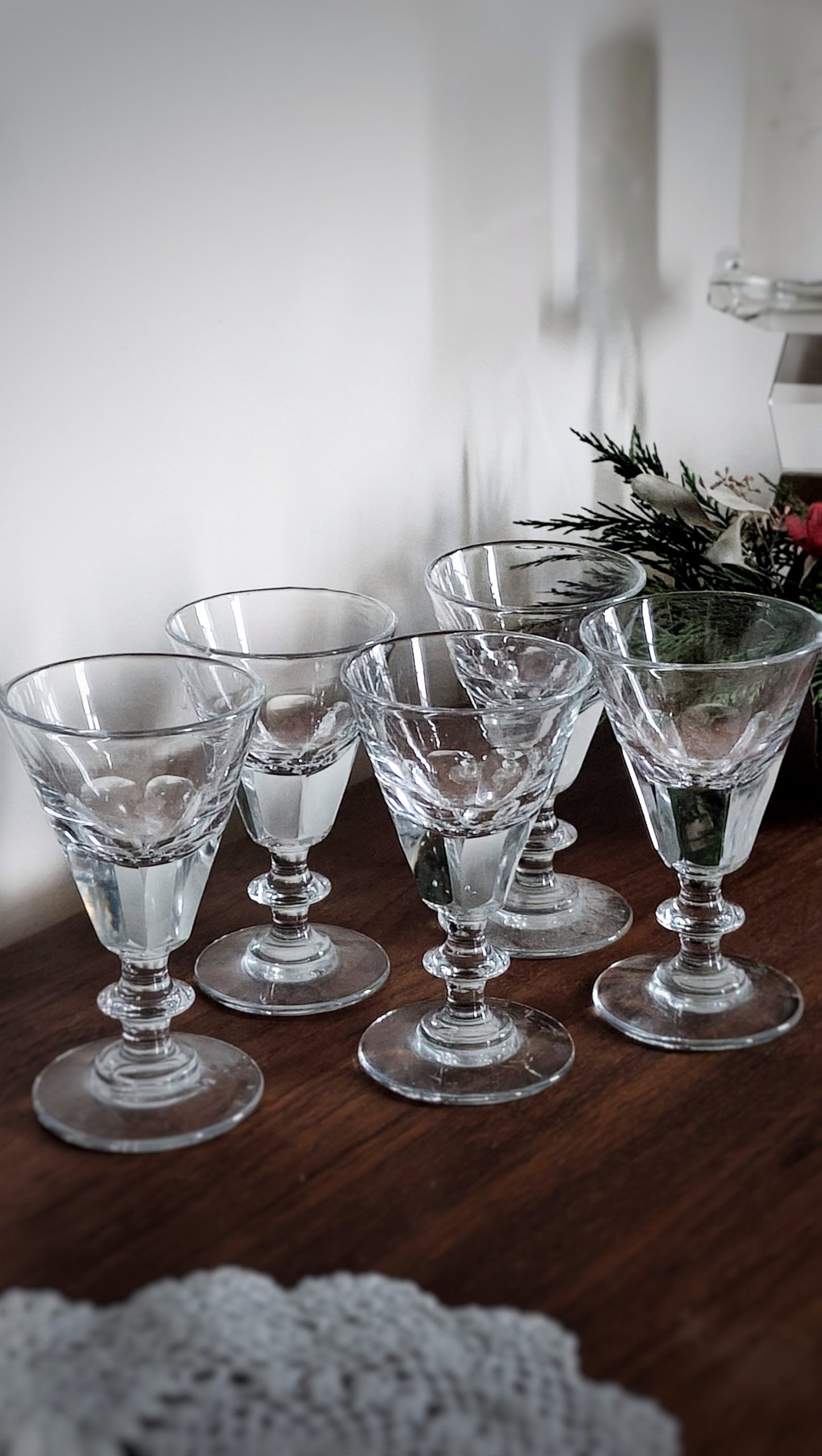 5 verres à digestif en cristal bistrot comptoir 19e siècle