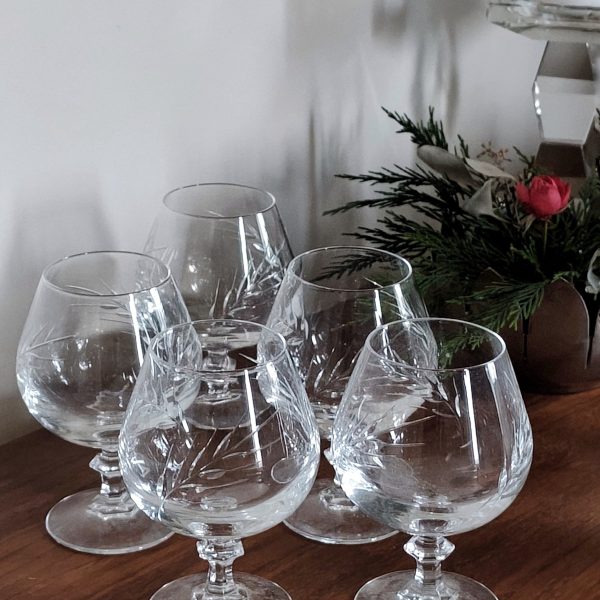Ensemble de 5 verres à Cognac en cristal