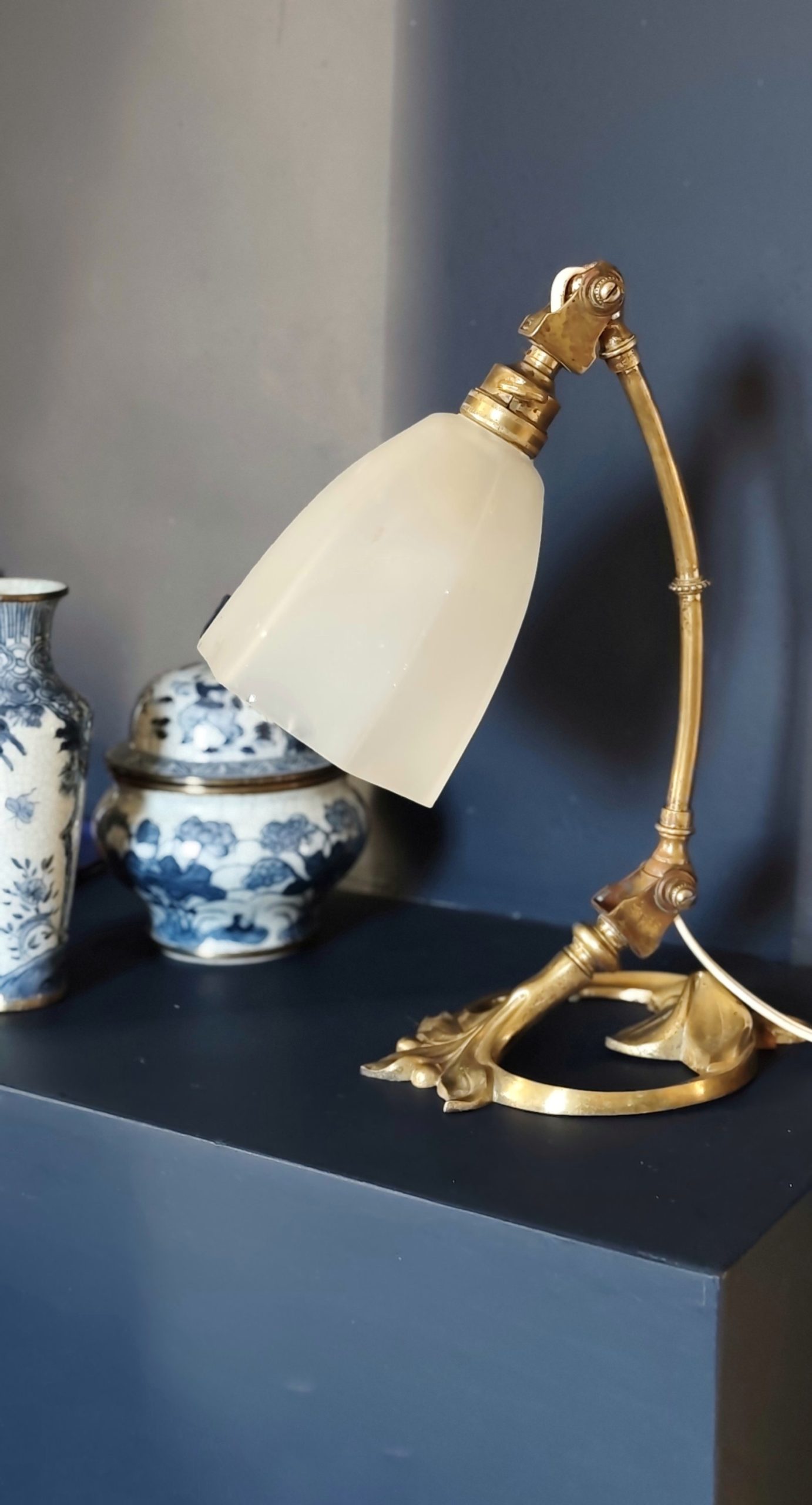 Lampe de table Art Nouveau + globe Art Déco