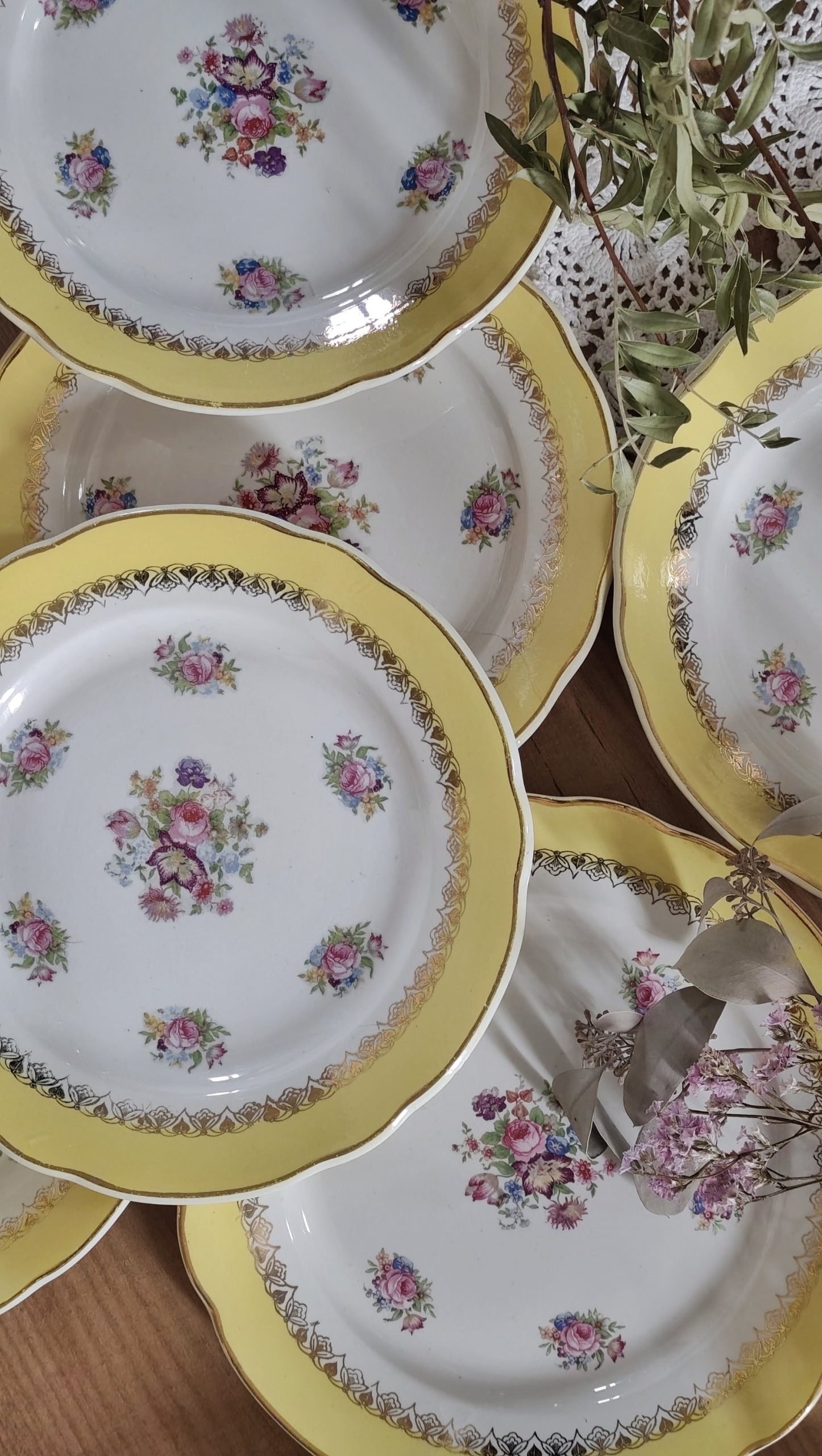 Ensemble de 8 assiettes à entremets/dessert Graziella vintage – Image 3