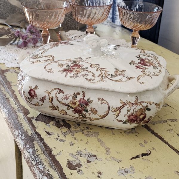 Ancien légumier en faience ironstone, Cauldon England